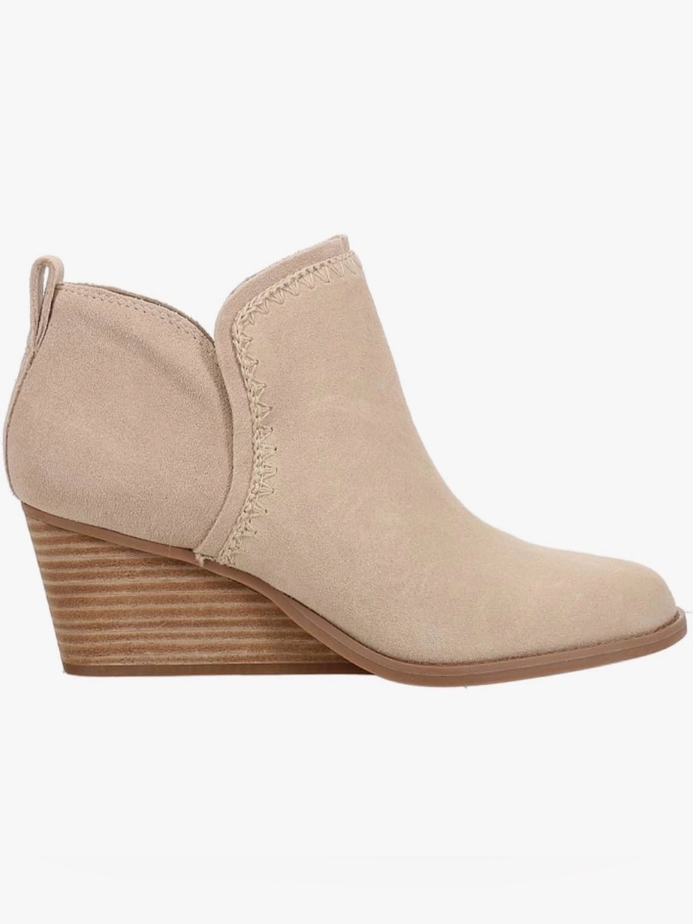 NWT TOMS Oatmeal/Beige Kaia Wedge Heel Suede Booties